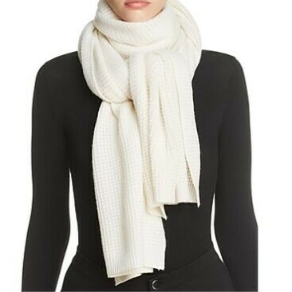 EUC Vince Cashmere Blend Thermal Waffle-Pattern Scarf, Cameo